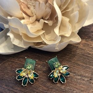 Emerald Green Statement Stud Earrings